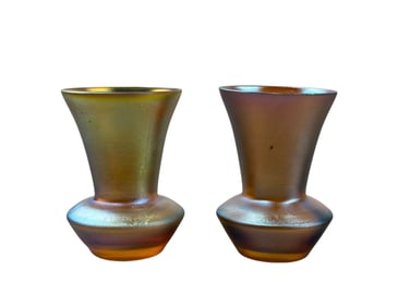 Pair of Signed L.C. Tiffany Favril Iridescent Vases