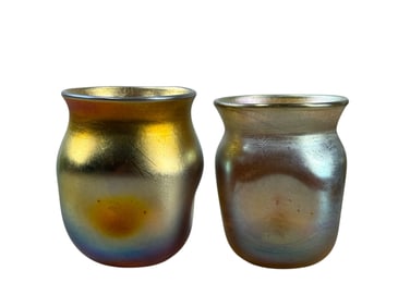 Pair of Signed L.C. Tiffany Favril Iridescent Toothpick Holders