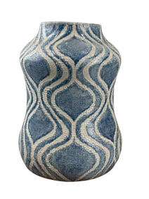 Blue & White Waves Pottery Vase