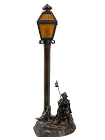 19th C. French Victorian Bronze Figural Table Lamp