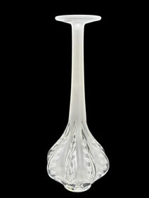 Signed Lalique "Claude" Frosted Etched Glass Vase