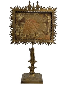 19th C. Brass Continental Renaissance Revival Candle Screen