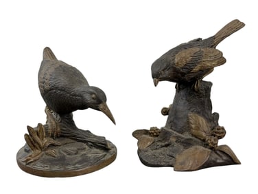 Pair of Finely Cast Bronze Birds