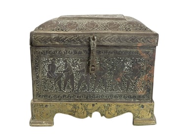 19th C. Qajar Dynasty Brass Box