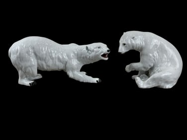 Lot of 2 Porcelain Polar Bear Figures