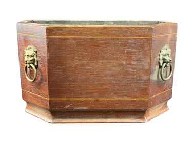 19th C. Mahogany English Tole Lined Planter