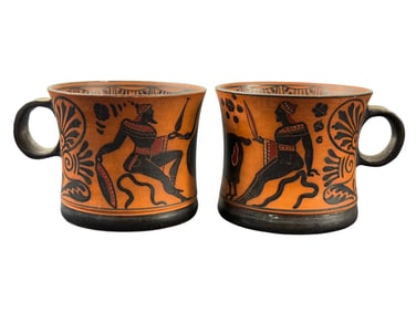 Pair of RARE Giustiniani Attic Ware Cups