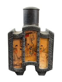 Antique Chinese Pewter Tea Caddy