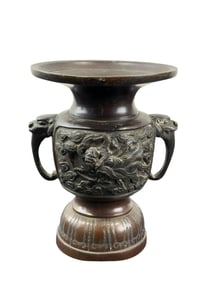 19th C. Bronze Japanese Meiji Ceremony Vase