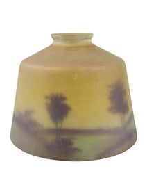 Early 20th C. Reverse Painted Glass Floor Lamp Shade