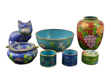 Group of 7 Chinese Cloisonne Pieces