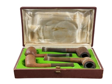 Longchamp France Pipe Case w/ Brewster Imported Pipes