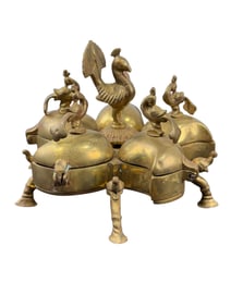 Antique Brass Indian Kumkum Tikka Spice Box