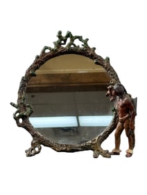 Late 19th C. Metal Native American Figural Mirror
