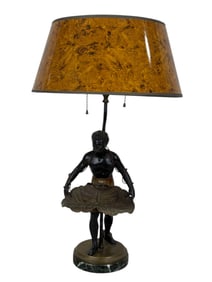 Tole Painted Blackamoor Lamp w/ Marble Base