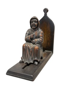 Late 19th C. Oak Monk Figural Sliding Book Holder