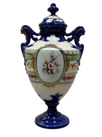 Royal Vienna Style Cobalt Blue Porcelain Urn