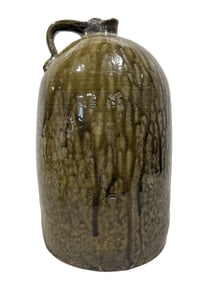 Large 3 Gal Brown Glazed Pottery Jug
