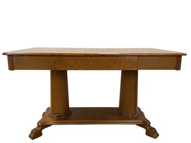 Antique Tiger Oak Library Table w/ Drawer