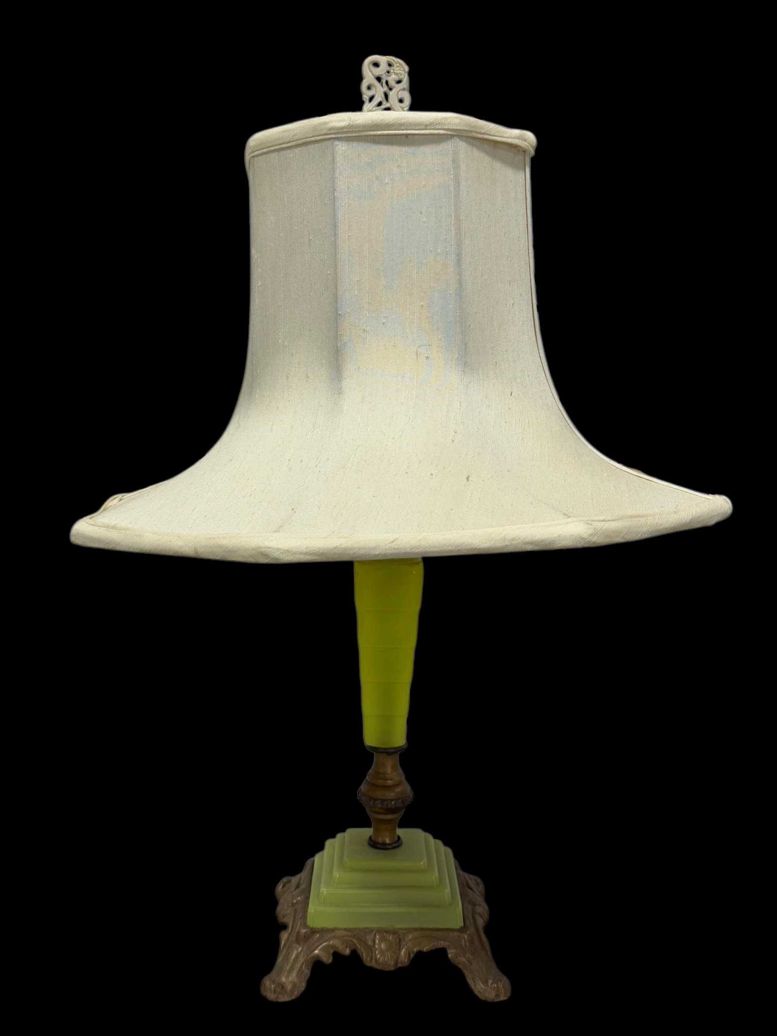 Circa 1930s Art Deco Jadeite Uranium Table Lamp (1 of 8)