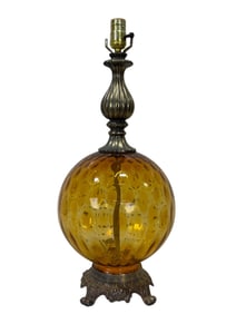 MCM Optical Amber Glass Globe Table Lamp