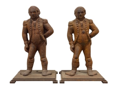 Pair of Antique Cast Iron George Washington Doorstops