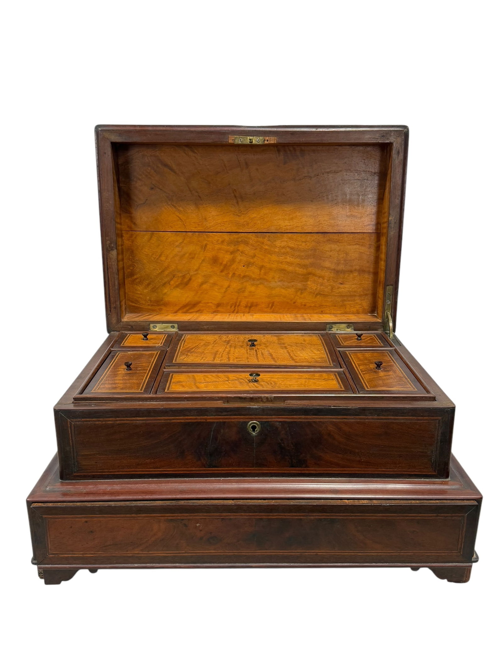 19th C. English Regency Flame Mahogany Sarcophagus Tea Caddy (1 of 11)
