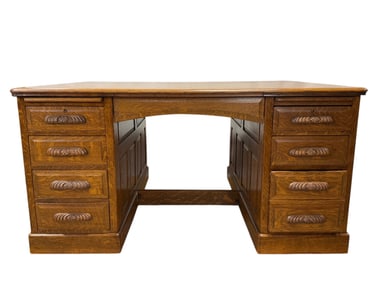 Antique Tiger Oak Partners Desk