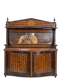 19th C. French Wall Hanging Shelf w/ Mirror