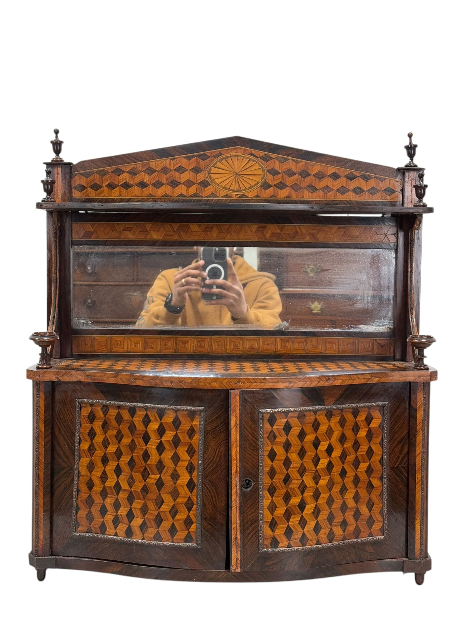 19th C. French Wall Hanging Shelf w/ Mirror (1 of 12)