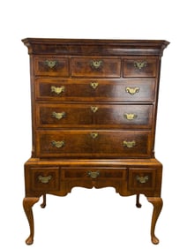 Fine 18th C. Georgian Burr Walnut Chest on Stand