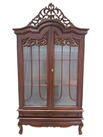 Heavily Carved Chippendale Style Display Cabinet
