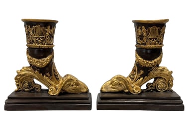 Pair of Gilt Metal Ram Rhytons
