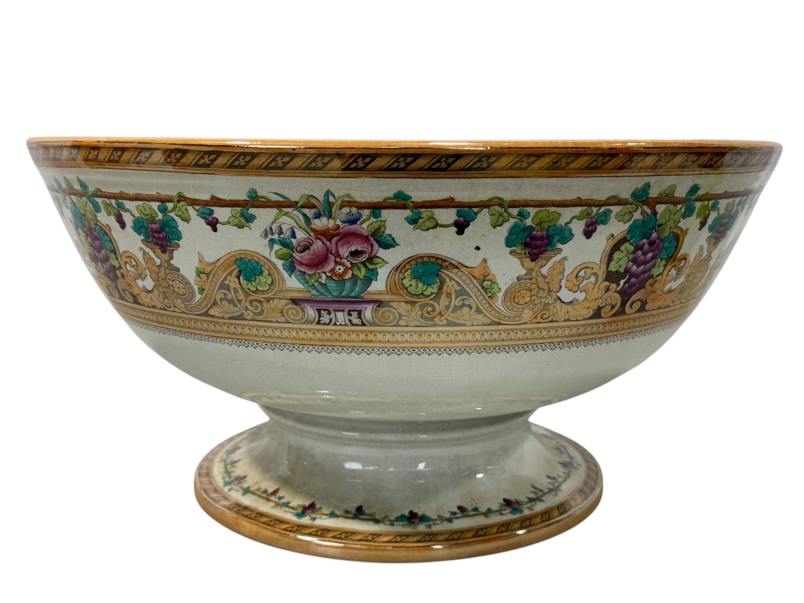 19th C. English Furnival Staffordshire Punch Bowl (1 of 8)