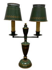 Regency Style Green Toleware Lamp