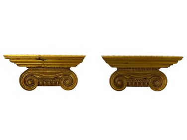 Pair of Gilt Wood Greek Pillar Style Wall Shelves