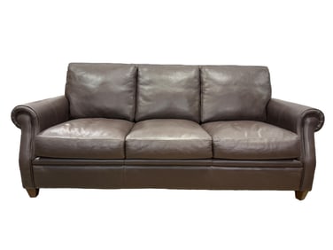 Havertys Furniture Brown Leather Sofa