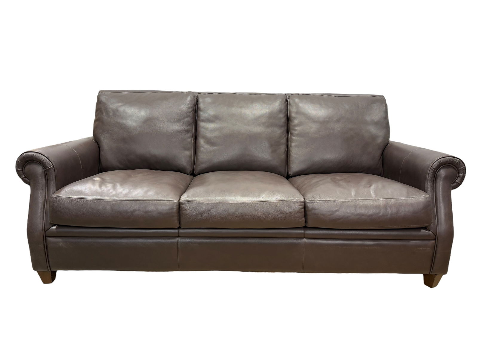 Havertys Furniture Brown Leather Sofa: Havertys Furniture Brown Leather Sofa. Measures 39" H x 85" W x 41" D. Seat height measures 20.5" H.
