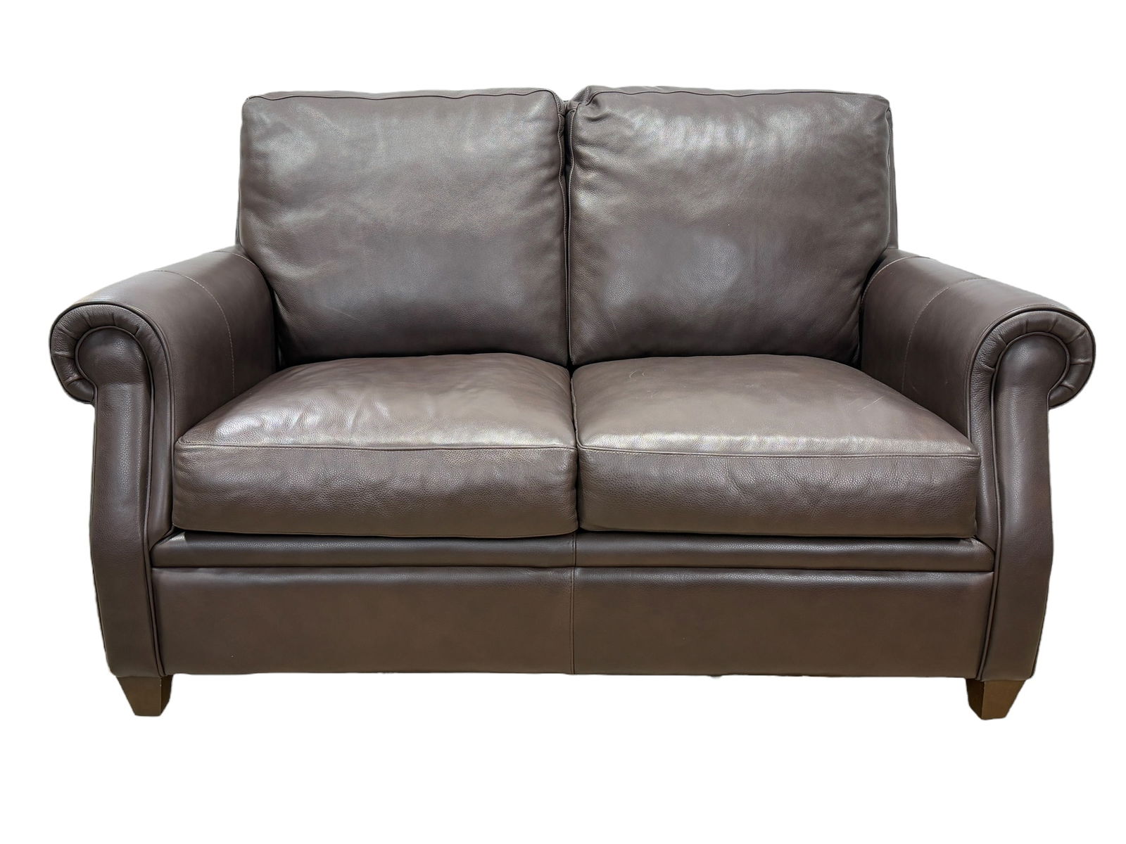 Havertys Furniture Brown Leather Loveseat (1 of 3)