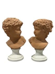 Pair of Italian Terracotta Cherub Busts