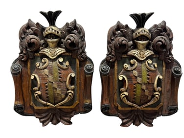 Pair of Composite Winguard Studios Coat of Arms Plaques