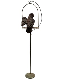 Leather Parrot on Perch w/ Stand