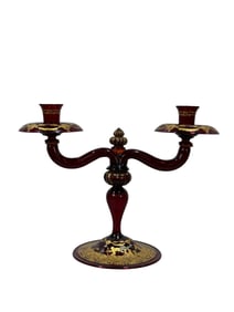 Italian Venetian Ruby Red Art Glass Candelabra