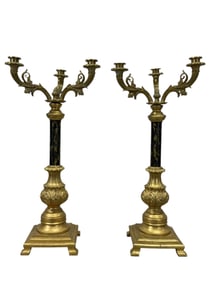 Pair of Composite & Brass Candelabra's