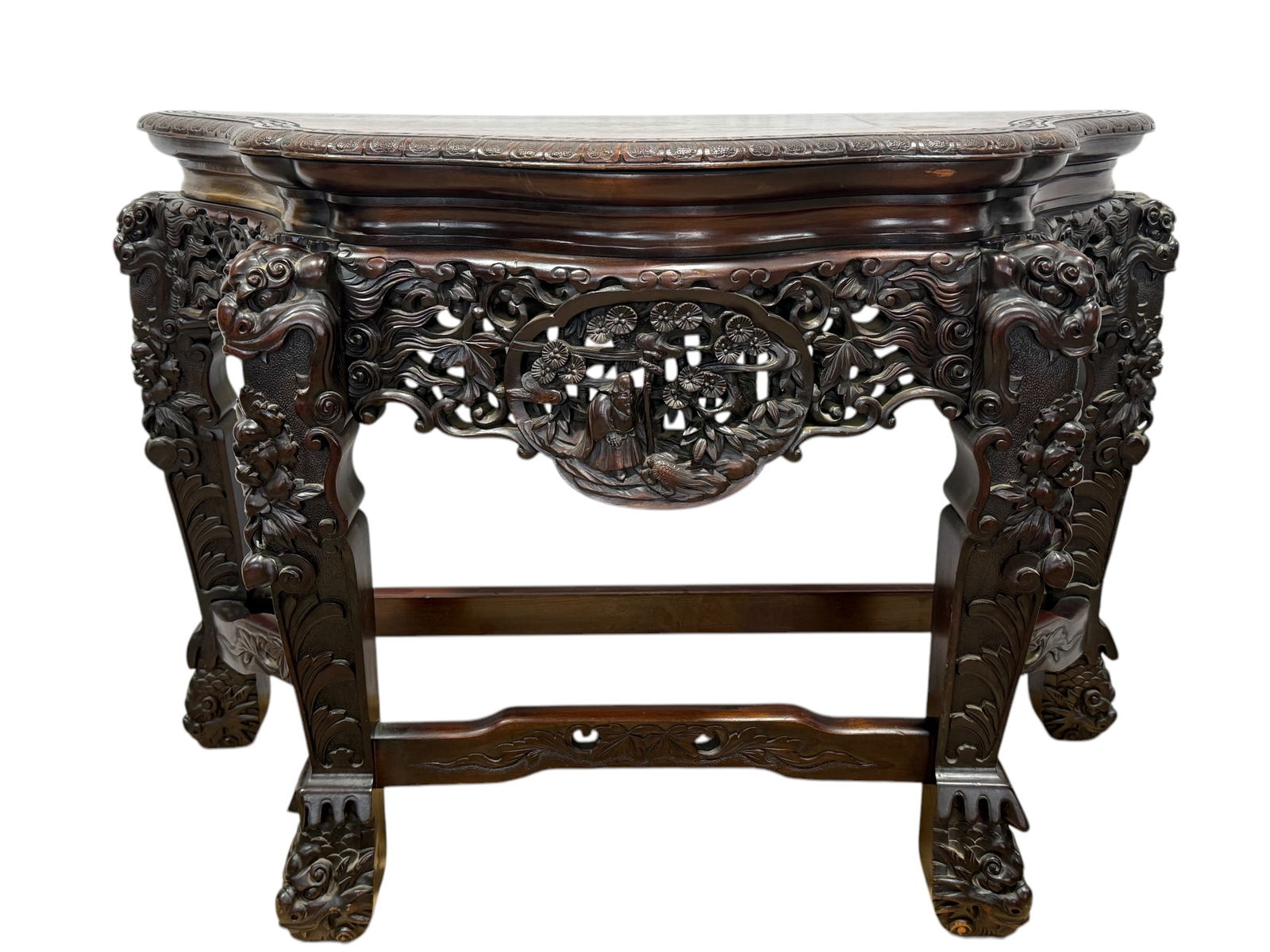 19th C. Chinese Export Carved Hardwood Console Table (1 of 12)