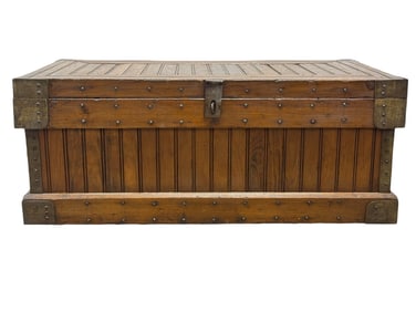 Antique Stanley Carpenters Tool Box w/ Brass Mounts