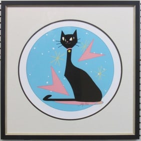 Cat on Blue Giclee by Ivy Lowe