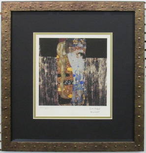 3 Ages of A Woman Print by Gustav Klimt: 3 Ages of A Woman Print by Gustav Klimt. Numbered 154/500. Has COA attached on the back. Print measures 11.75" x 10.75". Frame measures 19.5" x 18.5".