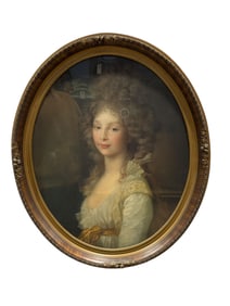 Framed Oval Portrait of Young Girl Print