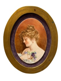 Oval Lady Portrait Painting on Porcelain